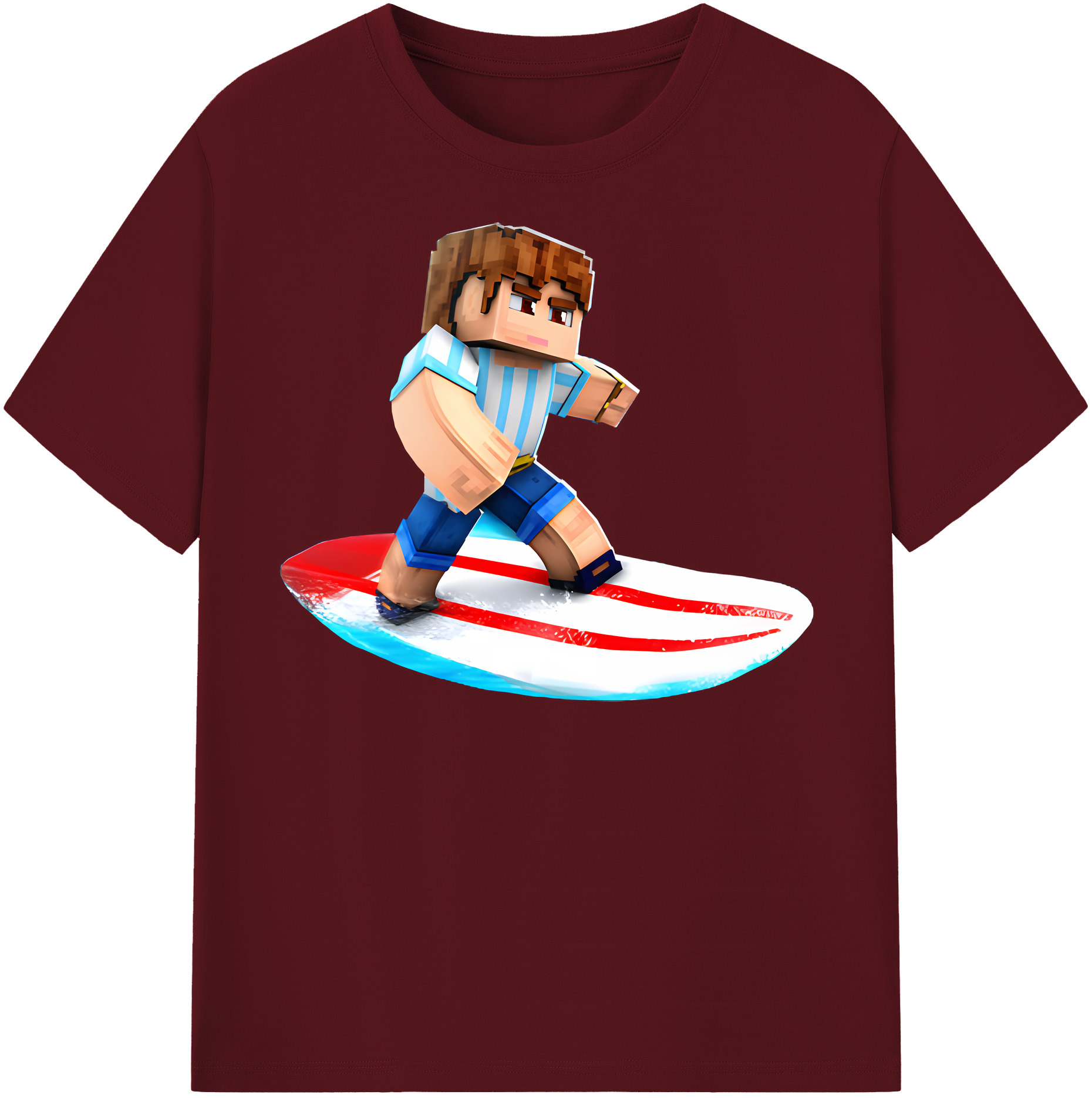 （画像用） マインクラフト ブロックの世界 Minecraft MC Block world 綿100％半袖Tシャツ（フロントプリント）